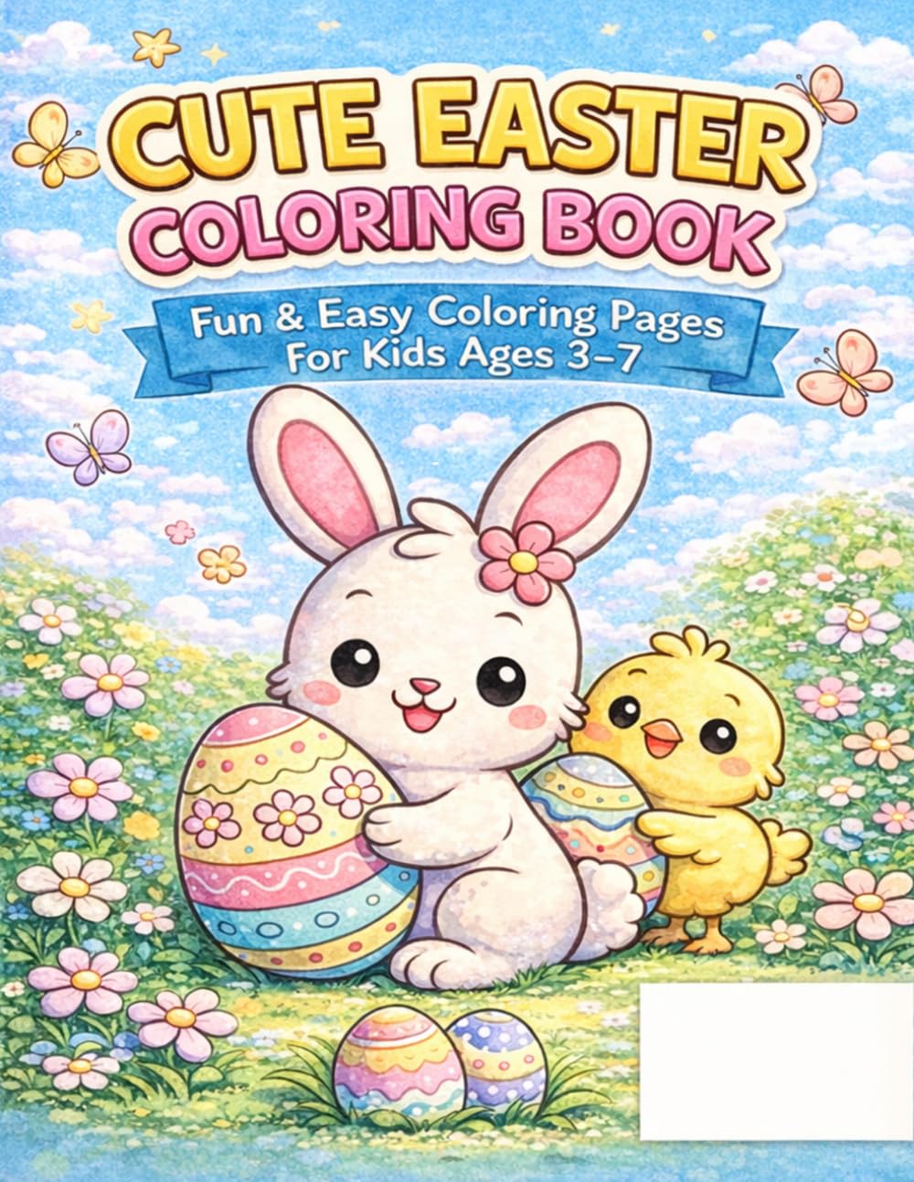 Cute Easter Coloring Book for Kids Ages 3-7: Fun and Easy Easter Bunnies, Chicks and Eggs Coloring Pages for Toddlers and Preschool