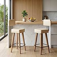 Kit 2 Banquetas Alta para Balcão Bancada área Gourmet Cozinha Industrial (70cm do Assento ao chão, Bege)