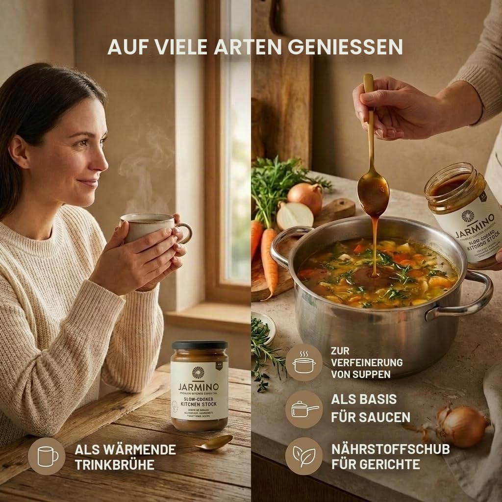 JARMINO Bio Knochenbrühe Konzentrat Bundle – Huhn & Rind, 2er Pack (200g & 220g) – Kollagenreich, Freiland & Grasgefüttert, Keto, Paleo, Natürliche Proteine & Aminosäuren