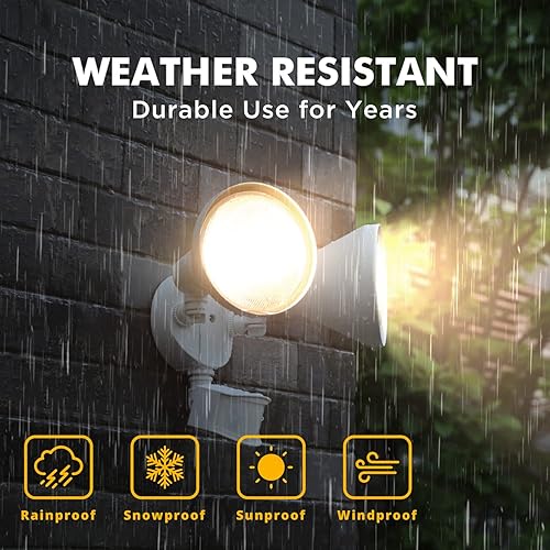 Miniatura 7 de LUTEC Luz LED con sensor de movimiento de 1800LM para exteriores, luz de seguridad de doble cabeza, 3000K, luz de inundación exterior impermeable