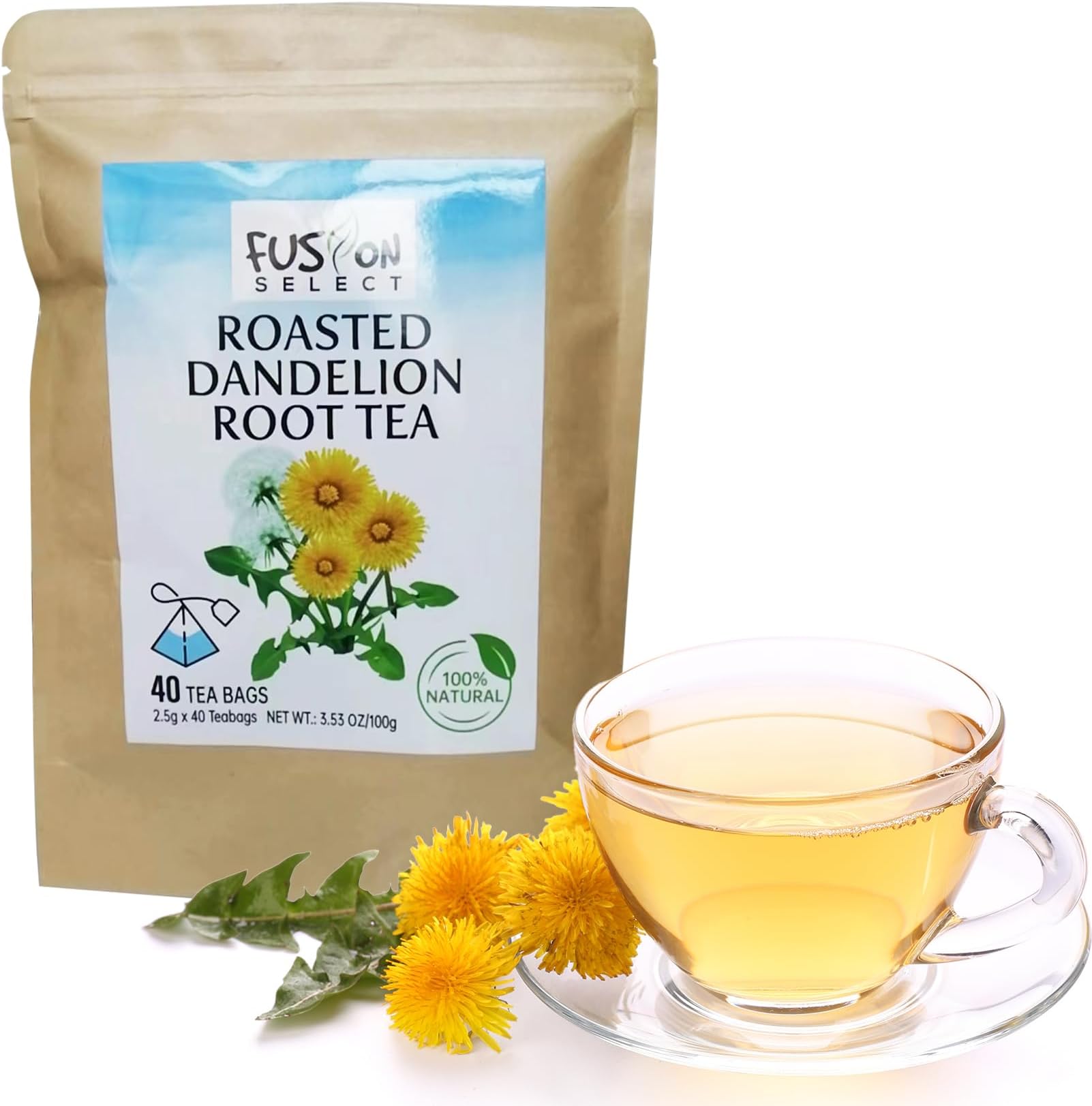Fusion Select Roasted Dandelion Root Tea Bags Herbal