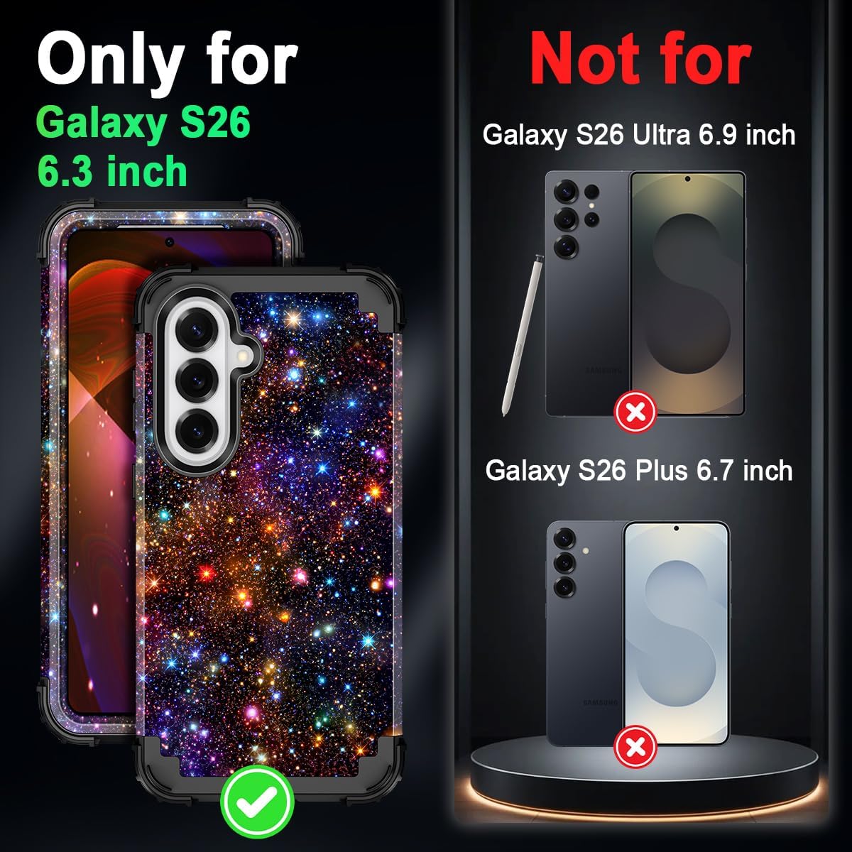Miqala for Galaxy S26 Case,Glow in The Dark Three Layer Heavy Duty Shockproof Protection Hard Plastic Bumper+Soft Silicone Protective Case for Samsung Galaxy S26 5G,Colorful Starry Sky image 2