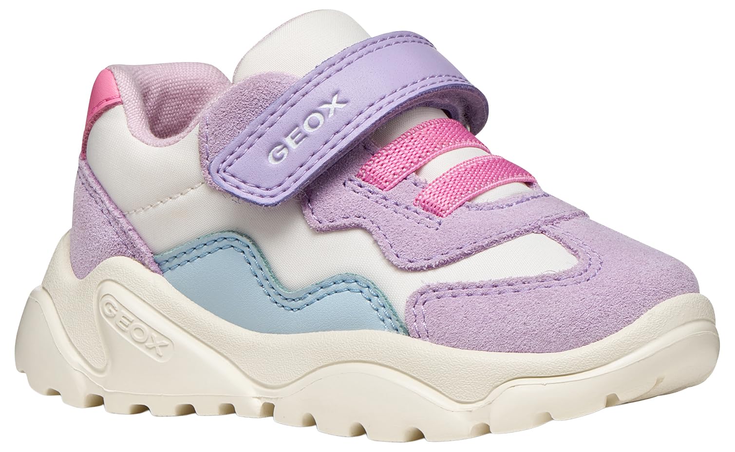 Geox Boys Girls B CIUFCIUF Girl B Trainers, Off White/Lilac, 25 EU