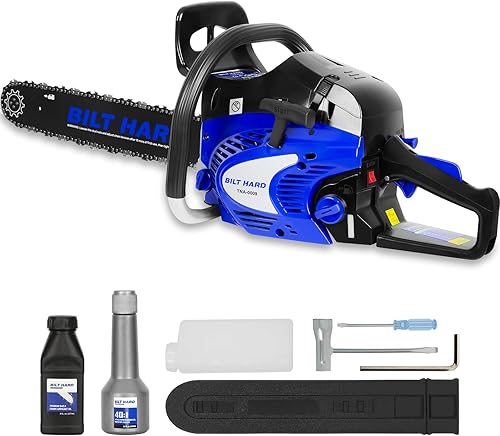 Miniatura 9 de Motosierra de gas de 18 pulgadas, motosierra de gasolina de 46 cc y 2.4 HP con engrasador automático, motor de 2 ciclos, motosierras de gasolina de