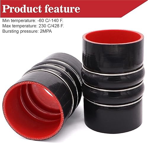 Miniatura 3 de Kit de arranque de manguera intercooler de silicona resistente, manguera de acoplador CAC de silicona reforzada con aramida de 4 x 6 pulgadas y 4