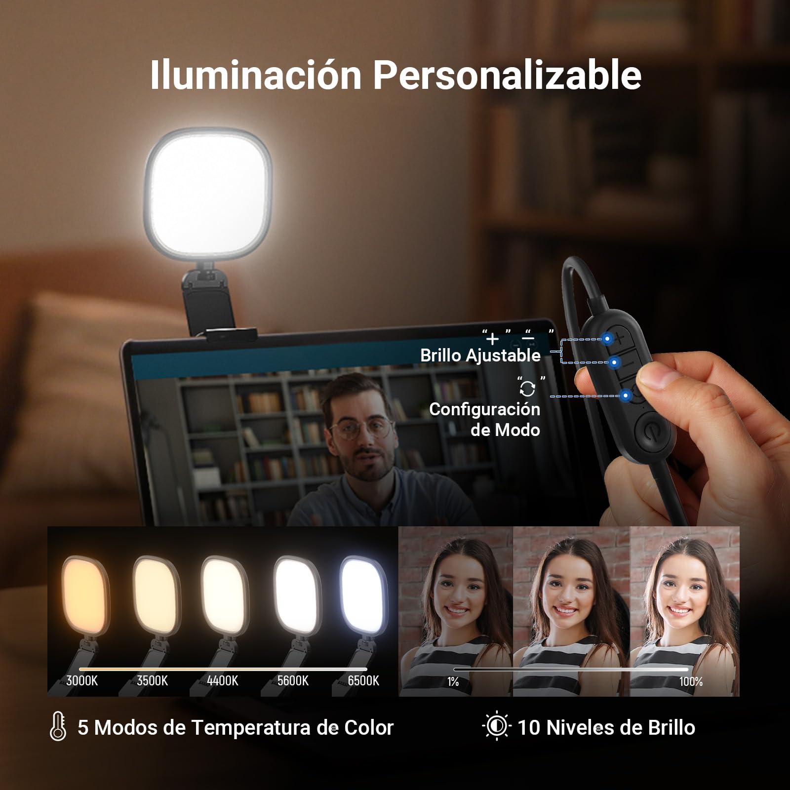 NEEWER Basics NL10 Barra de Luz LED USB Bicolor 10W CRI95 para Monitor 5 Pulgadas