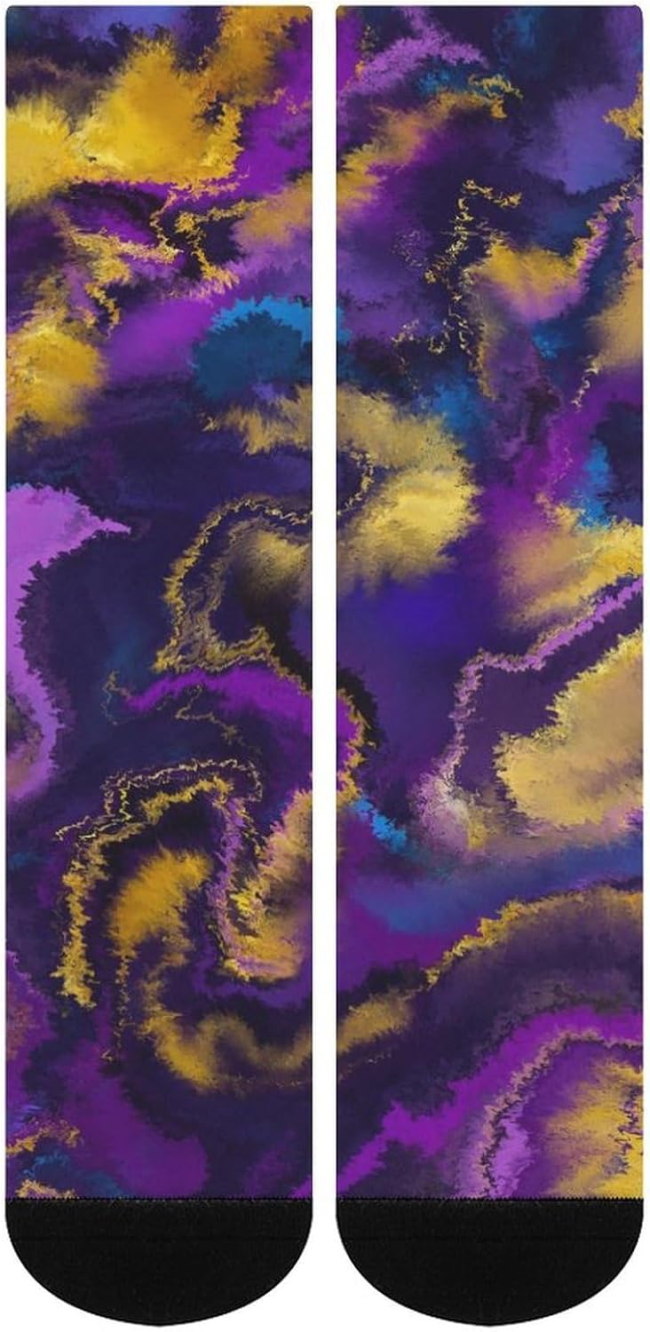 Abstract Colorful Fluid Art Knee High Socks Athletic Long Stockings Sport Casual Crew Tube Sock Boot 40cm