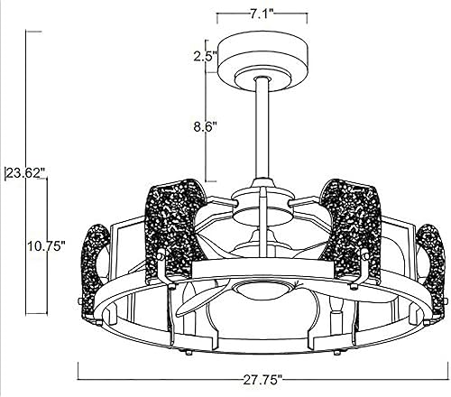 Miniatura 4 de Warehouse of Tiffanys DL01P13SN Luciala - Ventilador de techo con acabado plateado satinado para interiores de 28 pulgadas con 6 luces