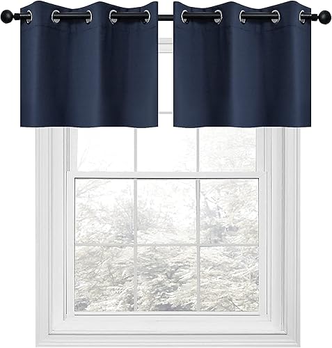 Miniatura 2 de YGO Cenefas opacas de cocina con aislamiento térmico y eficiencia energética con ojales en la parte superior, para ventanas pequeñas, paneles dobles