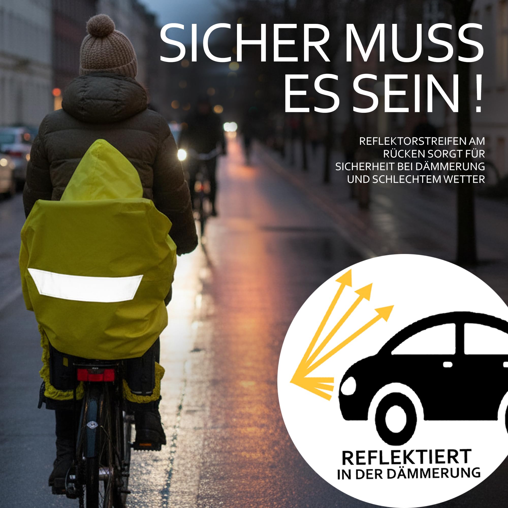 BambiniWelt by Rafael K. Cape de pluie [Poncho de pluie pour siège de vélo enfant] Siège de vélo Bandes réfléchissantes Protection contre la pluie universelle compatible avec Römer