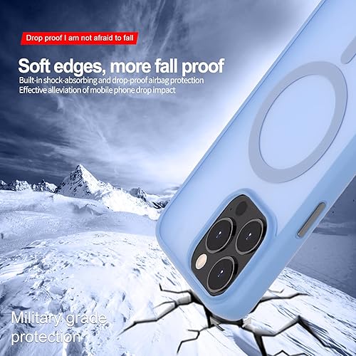 Miniatura 3 de NAYIUU Funda azul mate para iPhone 14 Pro 6.1 pulgadas compatible con carga inalámbrica magsafe protección de grado militar