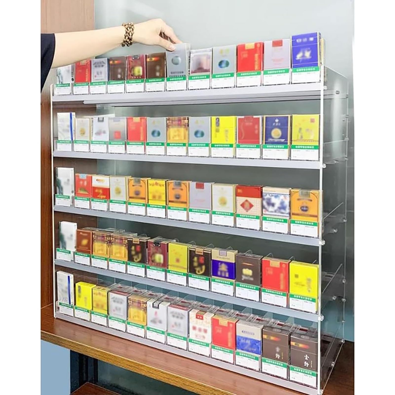 Vitrina para tiendas de tabaco y estancos con fijación de pared