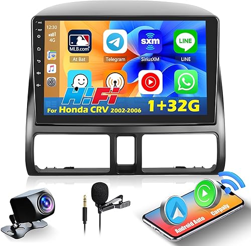 Miniatura 9 de Estéreo de coche Android 15 para radio Honda CRV 2002-2006, [2+64G] Hikity de 9 pulgadas con pantalla táctil estéreo inalámbrico Carplay Android