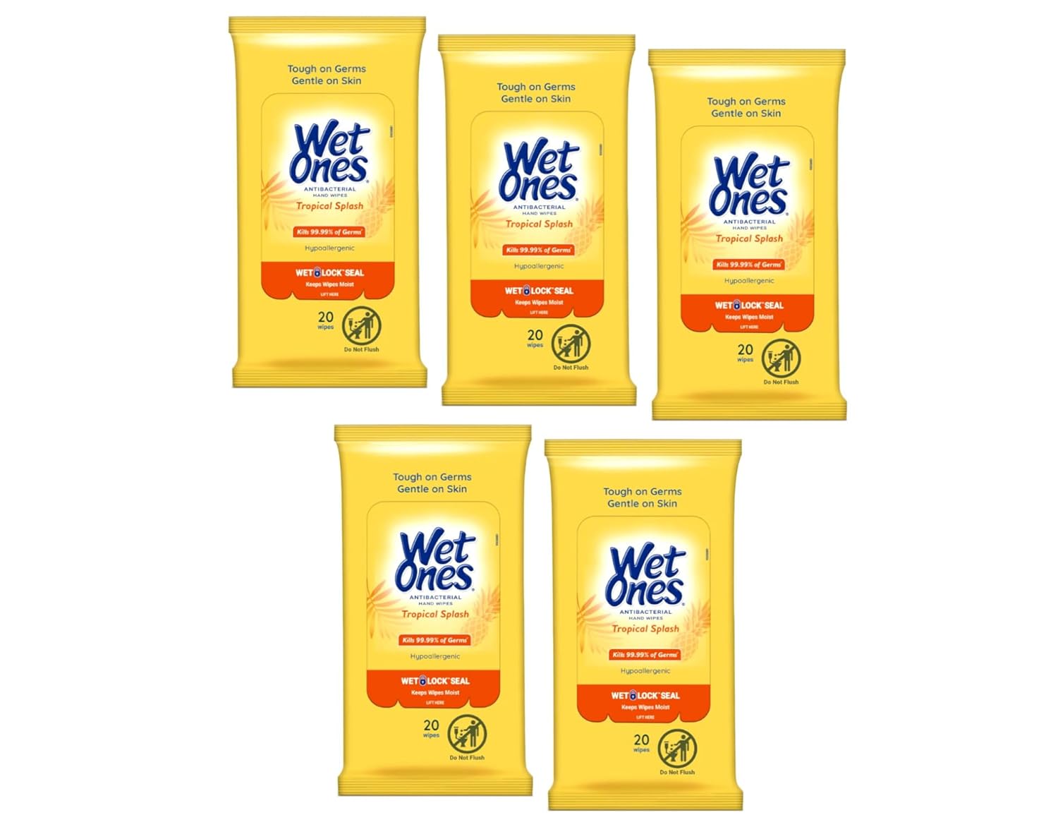 Wet Ones Antibacterial Hands Wipes, Citrus 40 Each (Value Pack of 5)