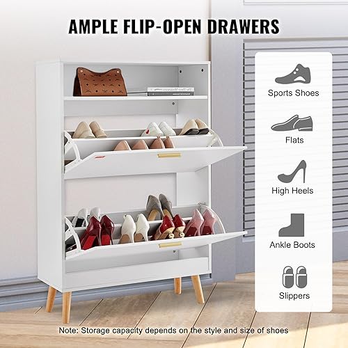 Miniatura 5 de VEVOR Armario de almacenamiento de zapatos para entrada, 31.5 pulgadas de profundidad x 9.4 pulgadas de ancho x 47.3 pulgadas de alto, blanco