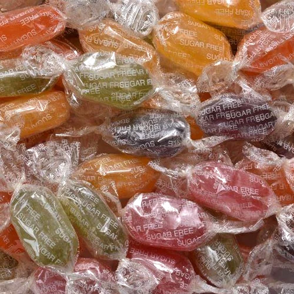Pick & Mix Sweets Retro Candy Sweets Assorted Wrapped Boiled Sweets - Sugar Free Hard Boiled Sweets (Sugar Free Fruit Drops, 250g)
