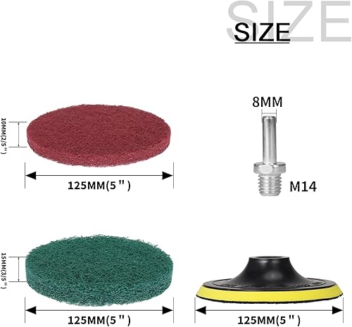 Miniatura 2 de Cepillo de taladro de 5 pulgadas, limpiador de azulejos y bañera resistente, kit de limpieza para el hogar, incluye accesorio de taladro, 5 rojas, 5