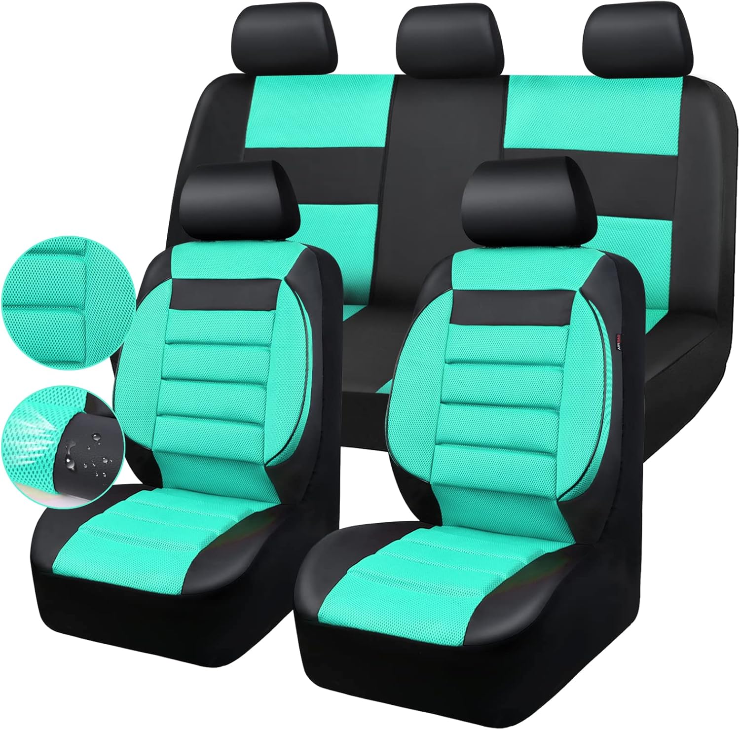 CAR PASS Leather 3D Foam Back Support Car Seat Covers Full