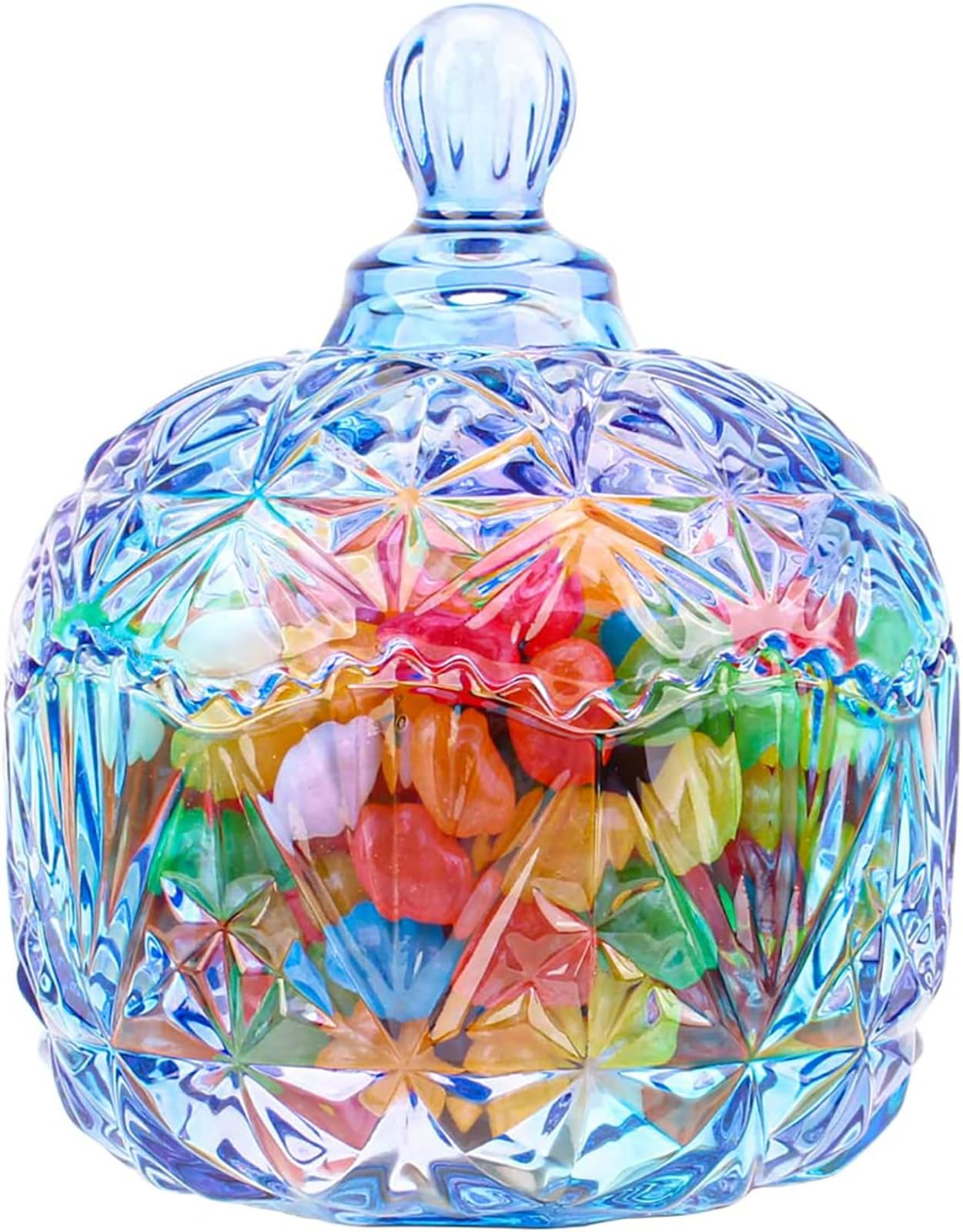 THE WHITE SHOP Storage Jar, Colorful Glass Storage Jar, Candy Jar with Lid, Cookie Jar, Jewelry Box Buffet Jar Biscuit Containers