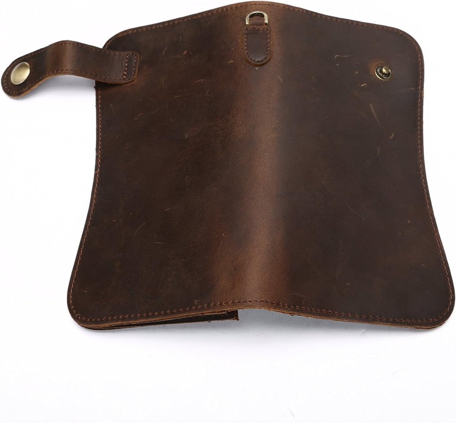 Mens Wallet with Chain Leather Long Bifold Trucker Wallet Vintage Biker Money Clip with Zipper