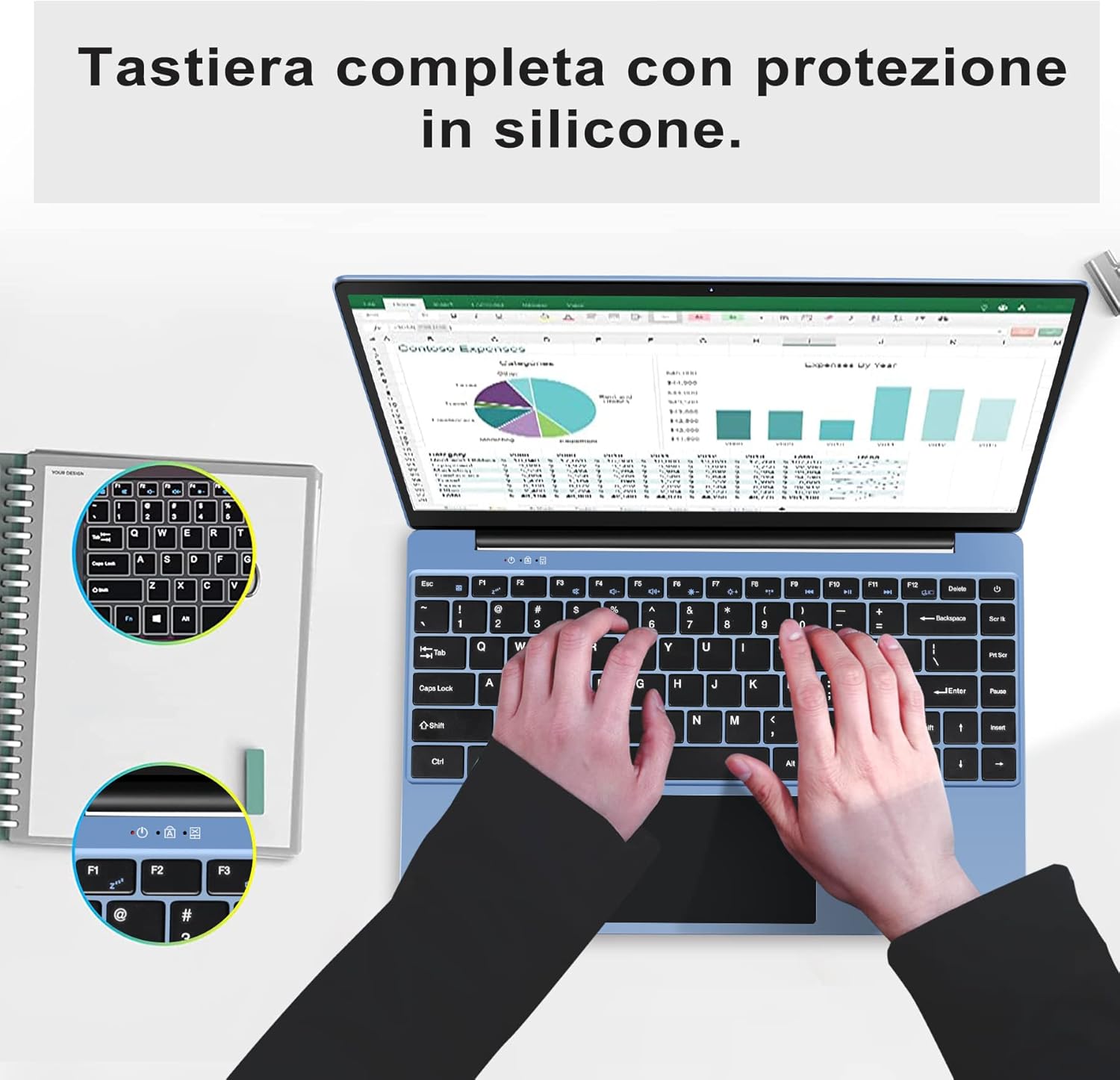 AOCWEI PC Portatile 14 Pollici Celeron N4020 Up to 2.8Ghz 6+128GB SSD Estensioni 1 TB, Windows 10 Notebook con 2.4G+5G WiFi BT 4.2 Mini HDMI, Notebook 14 Pollici con Adesivi per Tastiera Italiana-Blu AOCWEI PC Portatile 14 Pollici Celeron N4020 Up to 2.8Ghz 6+128GB SSD Estensioni 1 TB, Windows 10 Notebook con 2.4G+5G WiFi BT 4.2 Mini HDMI, Notebook 14 Pollici con Adesivi per Tastiera Italiana-Blu