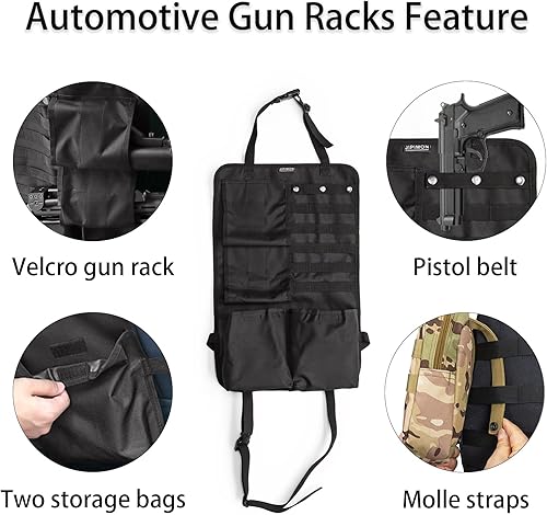Miniatura 4 de JIPIMON 2 soportes para pistolas automotrices con bolsillos de almacenamiento, soporte para pistola de camión para accesorios de caza, rifle y