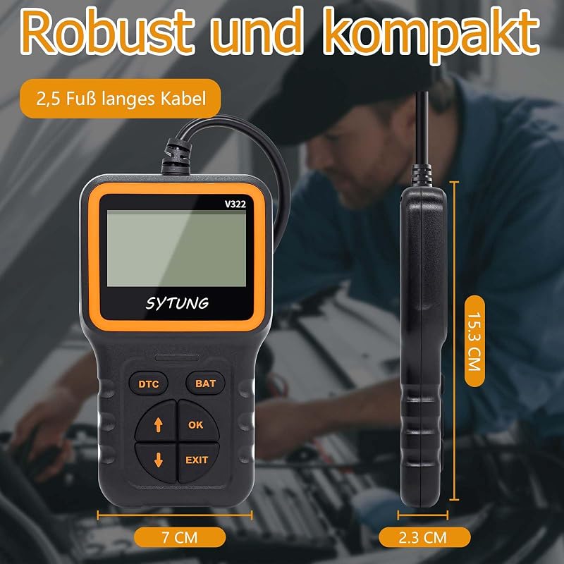 SYTUNG V322 OBD2 Autódiagnosztikai Eszköz - Univerzális Hibakódolvasó Minden OBD II Protokollal Rendelkező Járműhöz - Frissített Verzió