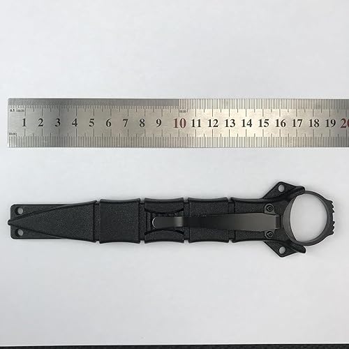 Miniatura 7 de 6.7" Socp Dagger Black Handle Cuchillo de arranque semidentado de hoja fija 440C, herramienta de caza con funda Kydex y clip de bolsillo