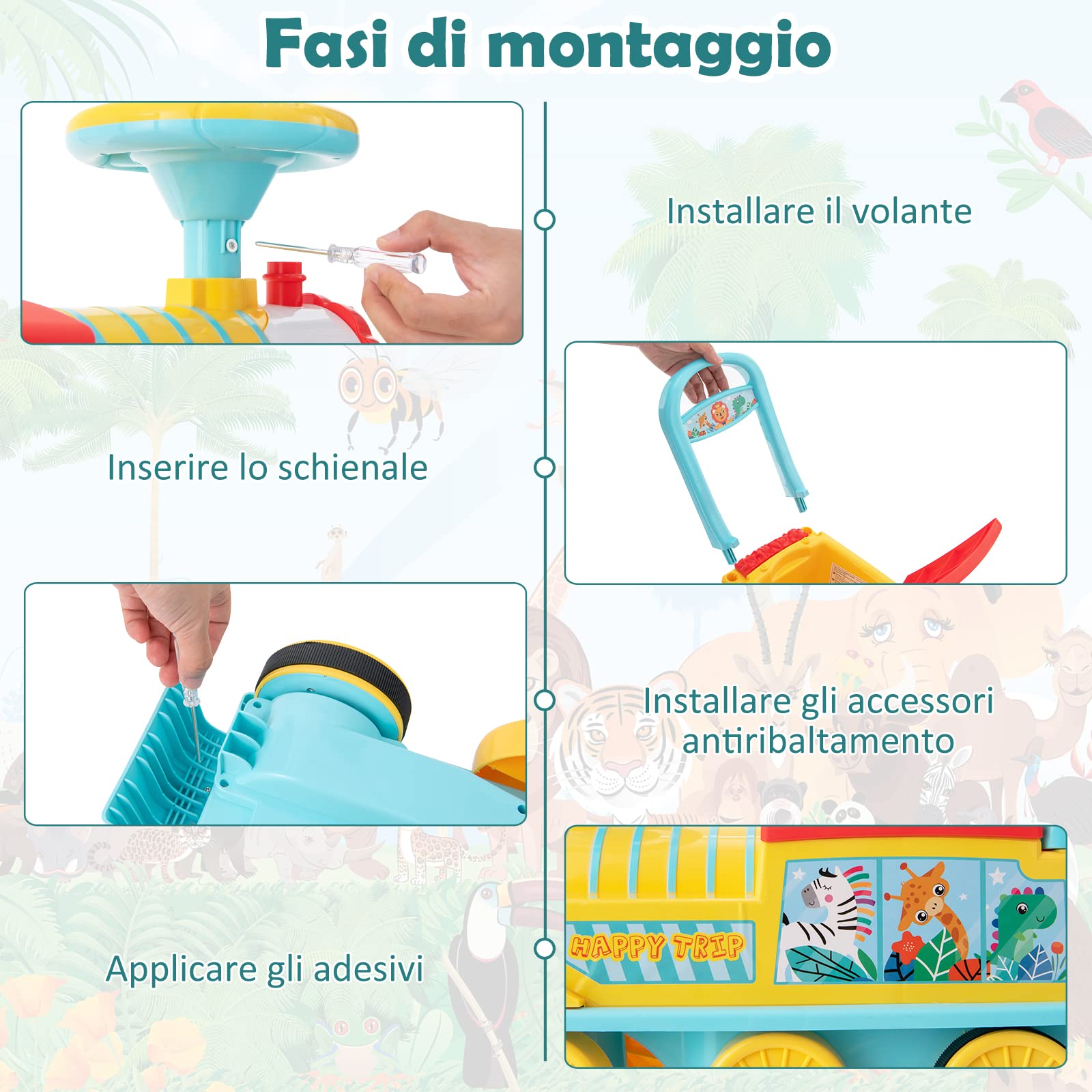 GYMAX Treno Elettrico per Bambini, Trenino Giocattolo con Set di Rotaie da 16 Pezzi, Luce, Musica, Fischio del Treno e Spazio di Archiviazione, per Bambini da 3 Anni, Carico Massimo 25 kg (Blu)