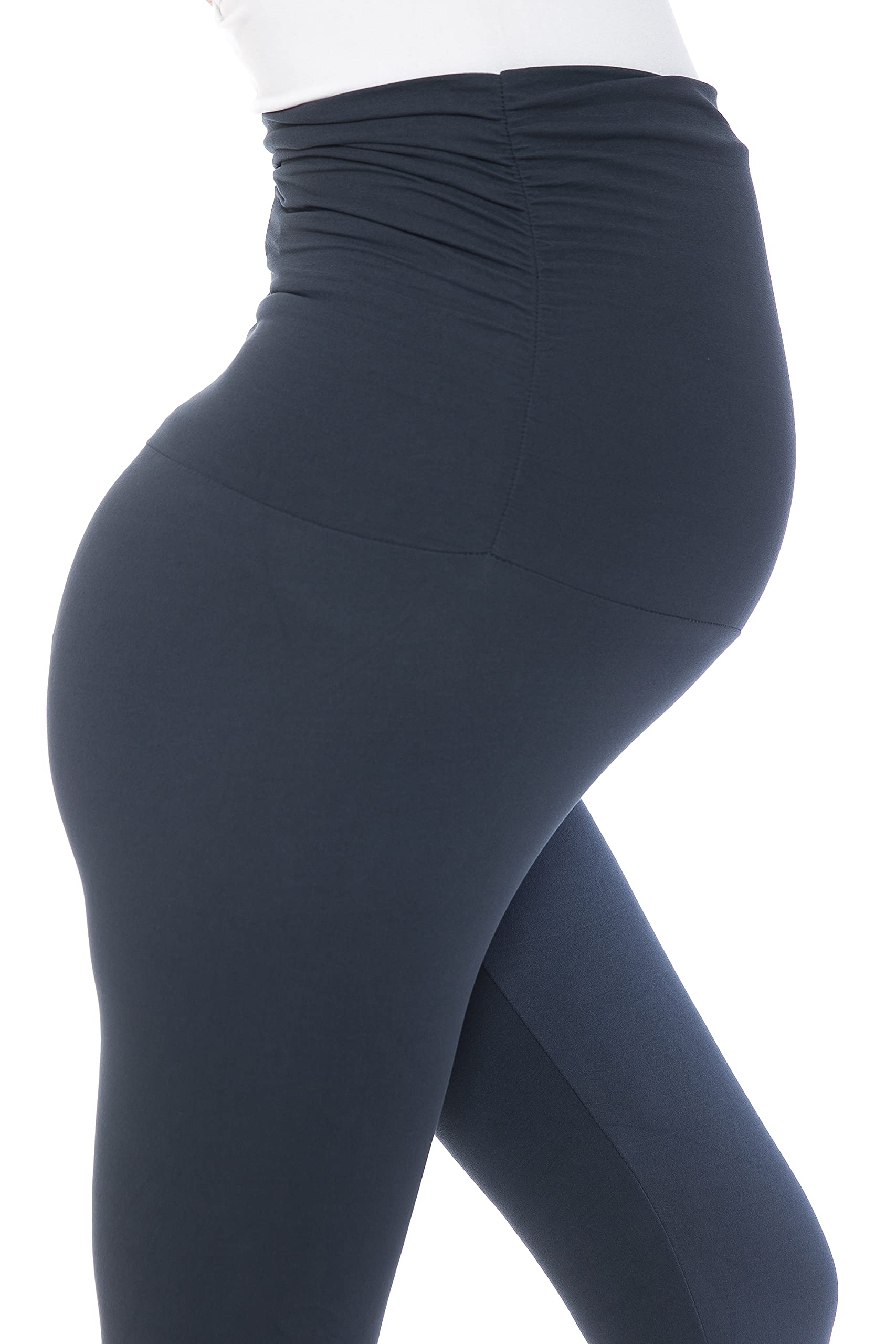 Leggings Depot Damskie legginsy ciążowe nad brzuchem, do noszenia w ciąży, na co dzień, do jogi, antracytowy, M