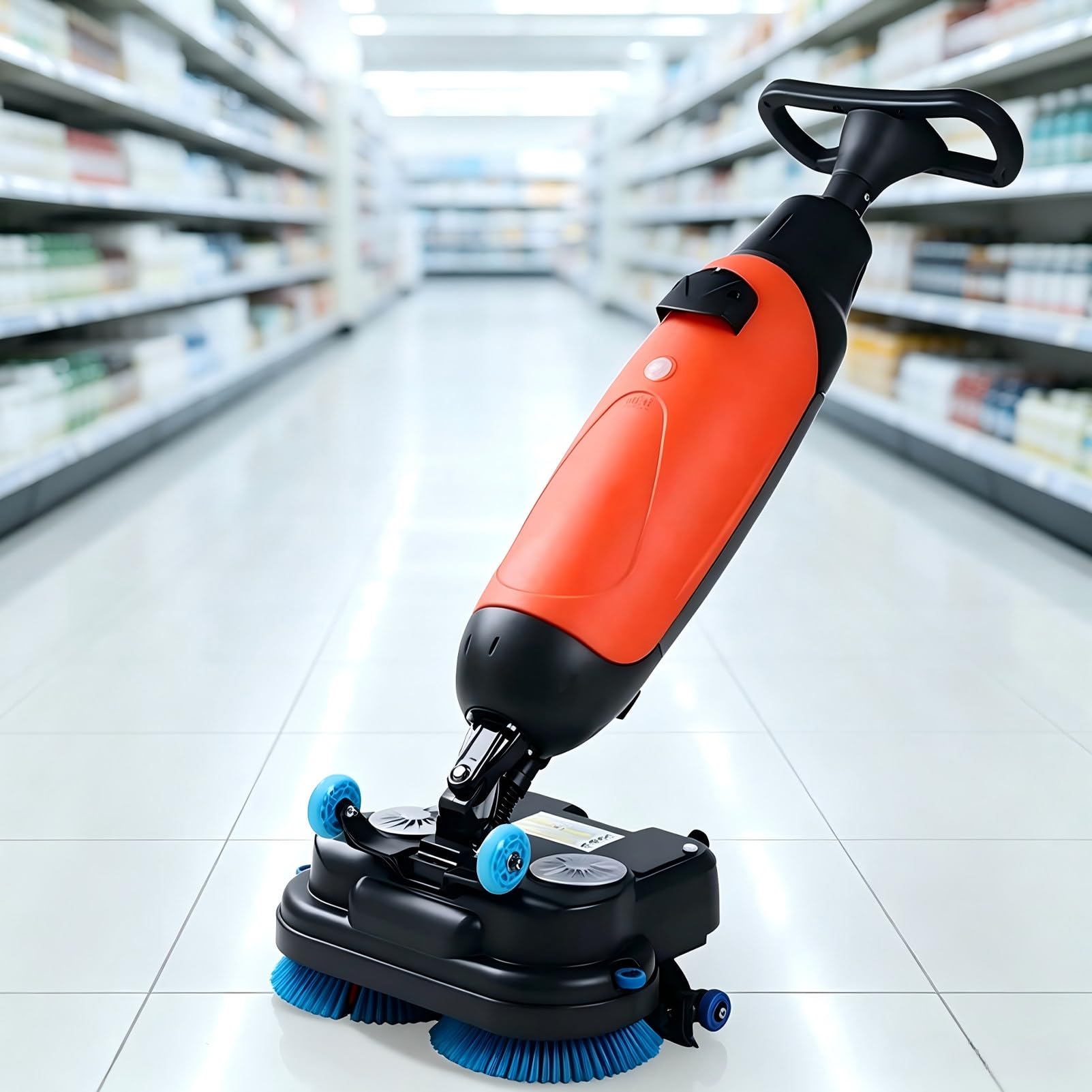 Fregadora De Suelos AutomáTica De 17 Pulgadas, Fregadora Comercial PortáTil De 17 Pulgadas, Fregadora-Secadora Comercial Compacta De Operador A Pie, Fregadora De Suelos Comercial Orange