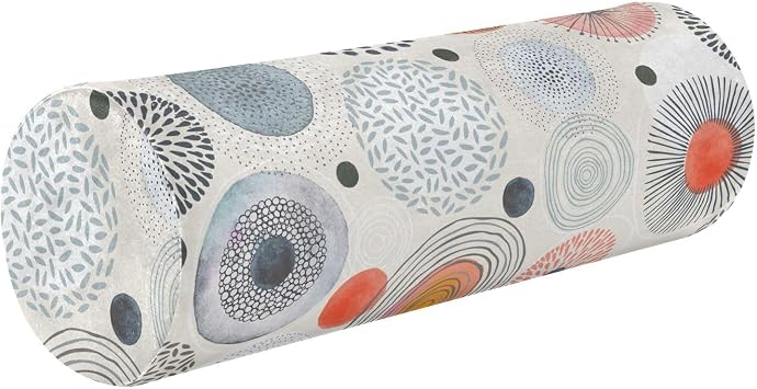 KLL Doodle Circles Randomly Distributed Bed Bolster Pillow Therapedic Neck Roll Pillow Round Pillow for Neck Cylinder Pillows for Sleeping Lower Back Support