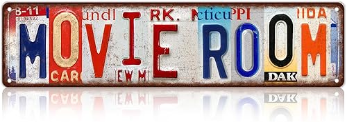 Letreros de metal para sala de cine vintage, decoración de pared, 16 x 4 pulgadas