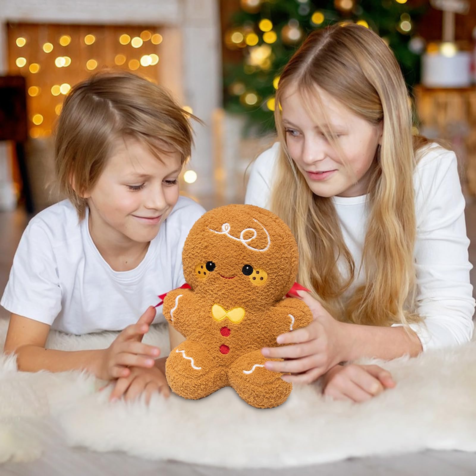 Gingerbread Man Pluszak | Świąteczna Miękka Zabawka Pluszowa | Poduszka Do Spania I Przytulania Dla Dzieci Dziewczynek Dorosłych