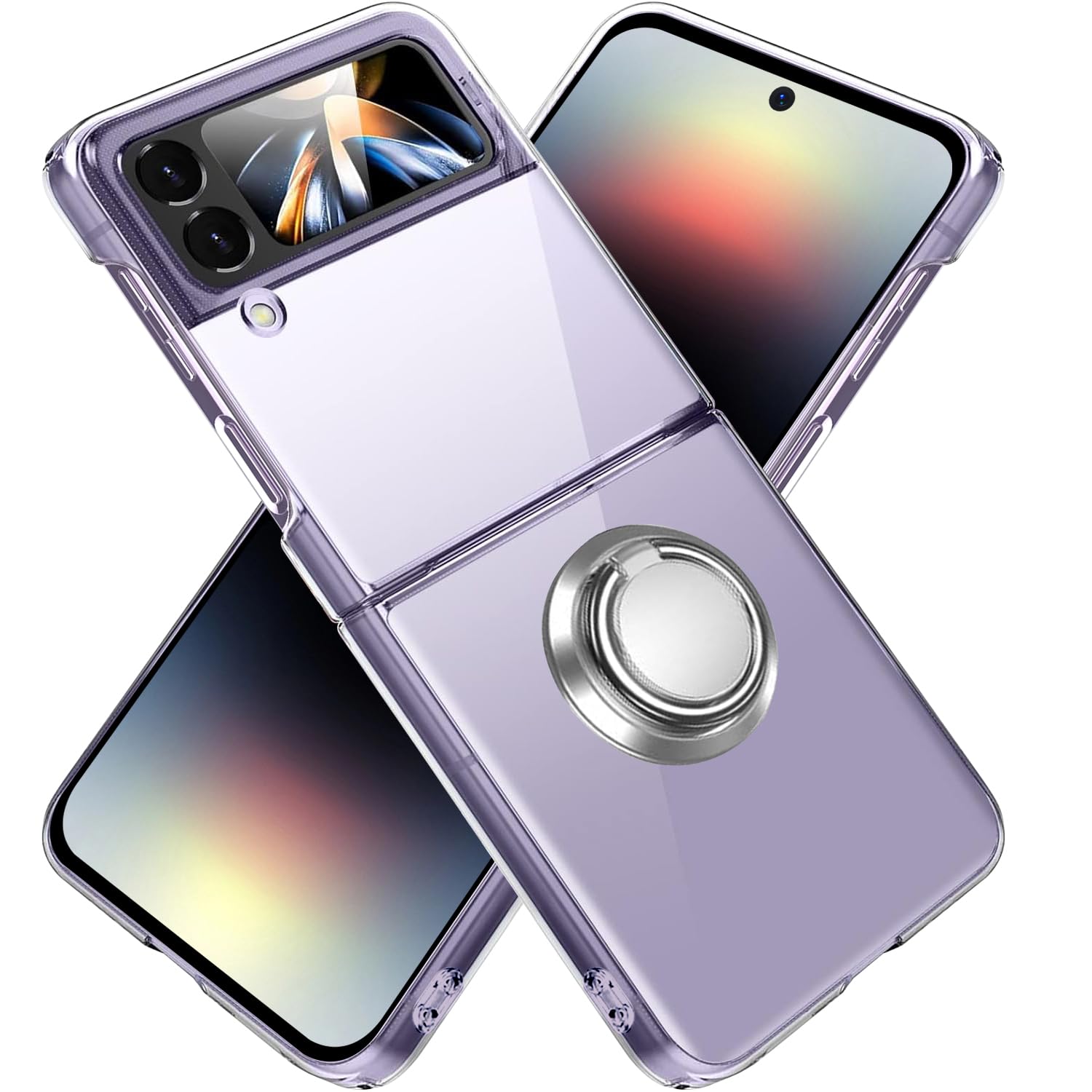 Amazon.co.jp: Galaxy Z Flip4 ケース クリア リング付き PC素材 