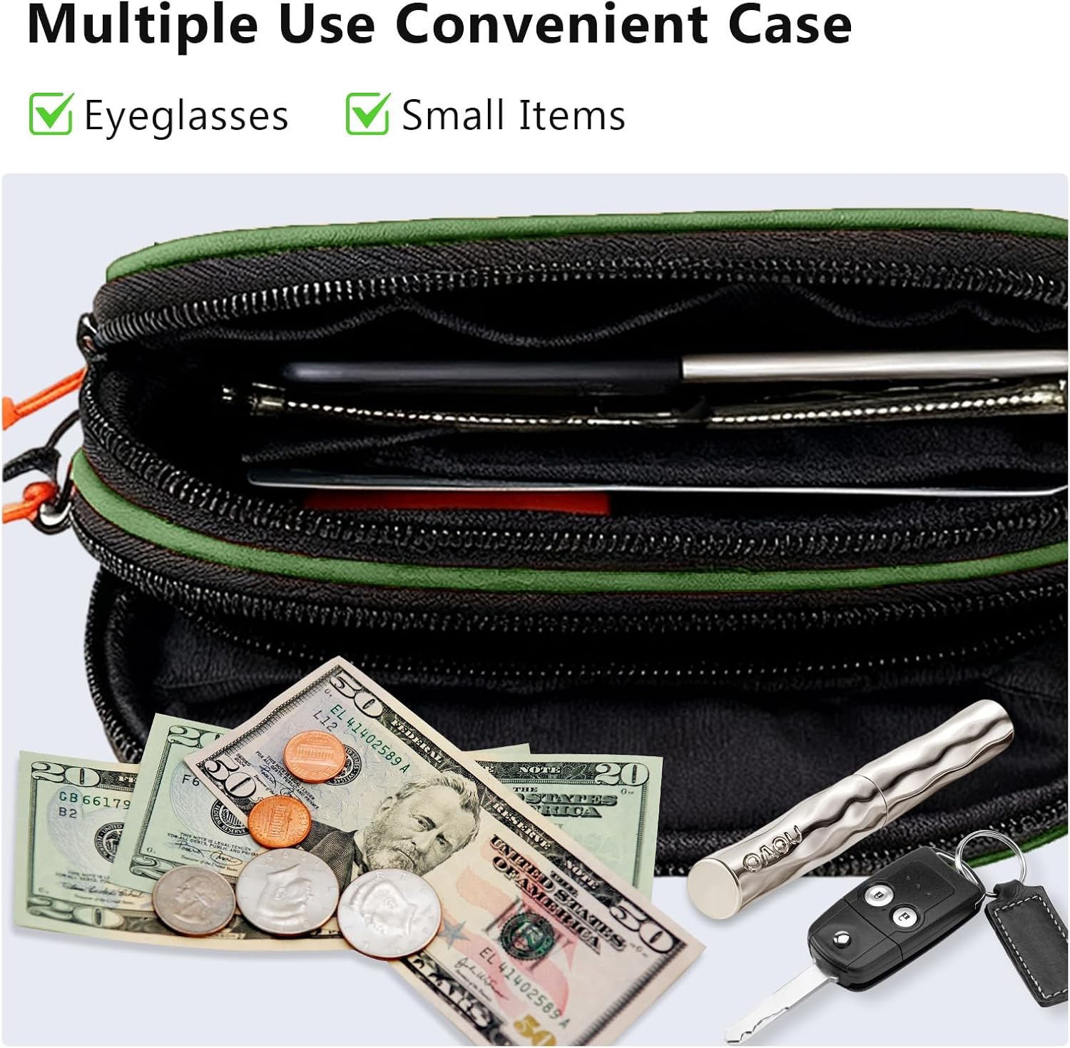 Double Eyeglasses Case with 2 Soft Leather Portable Sunglasses Holder for Purse Men and Women - Image 5