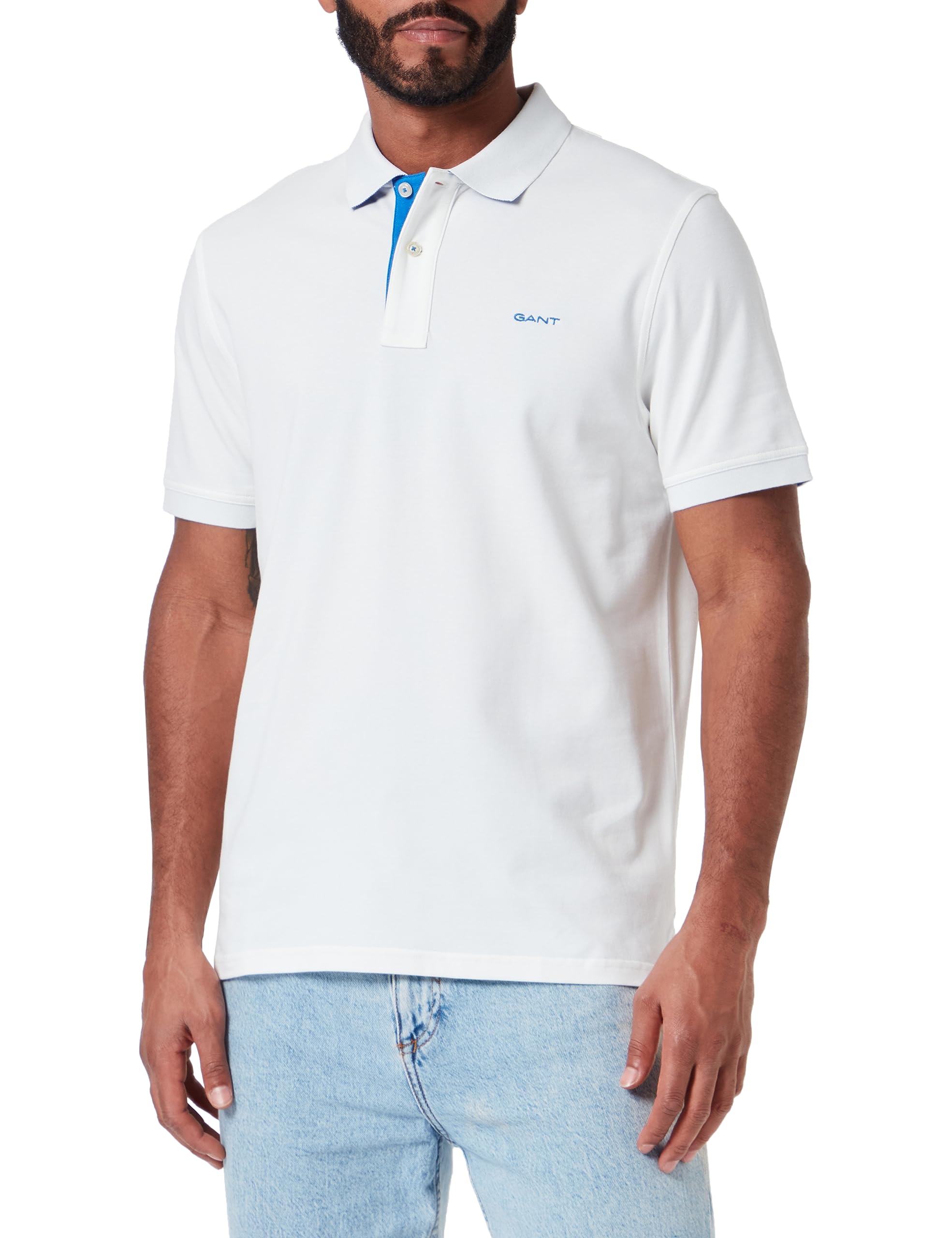 GANT Men's REG Contrast Pique SS Rugger, Evening Blue, 3XL