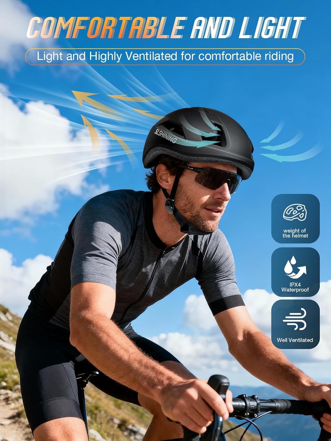 Gelrova LED Bike Helmet with Light - DIY LED Screen Display Helmet for Scooter, Bicycle, Bicycle Helmet Light for Adult Men and Women