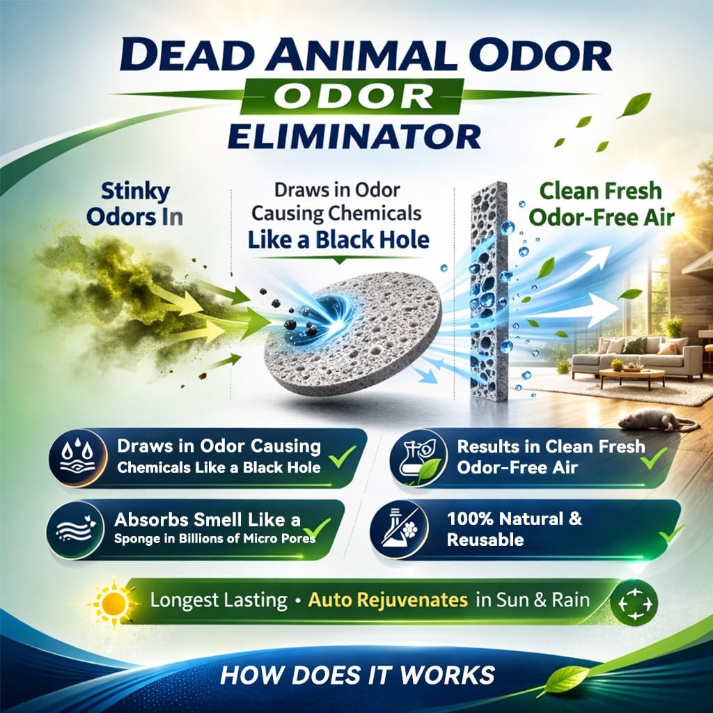 Animal Odor Eliminator for Strong Odor Remover, Dead Animal Smell Eliminator- Safe Indoor & Outdoor Use, Natural Odor Remover, Fresh & Effective