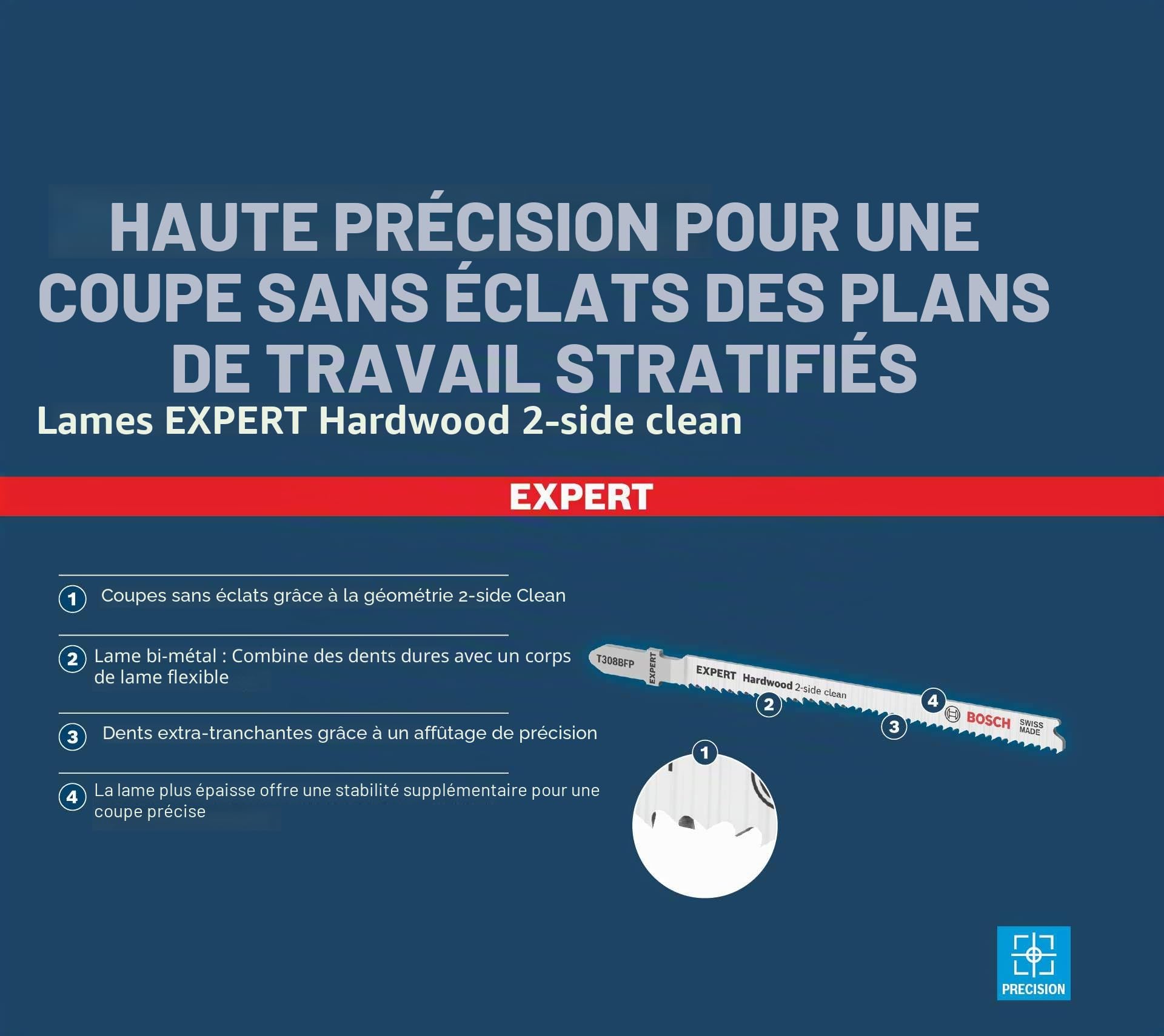 Bosch 25x Lame de scie sauteuse EXPERT Hardwood 2-side clean T308BFP
