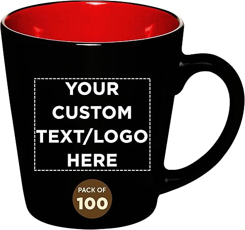 Juego de 100 tazas de café con leche de cerámica personalizadas, 12 onzas, paquete personalizado a granel, perfectas para café, té, espresso, cacao
