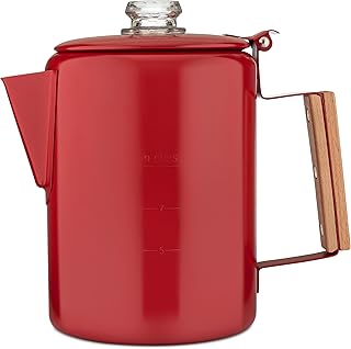 COLETTI Bozeman Red Percolator Coffee Pot — Camping Coffee Makers — Camping’s Favorite Percolator – NO Aluminum or Plastic [9 cup, Rescue Red]