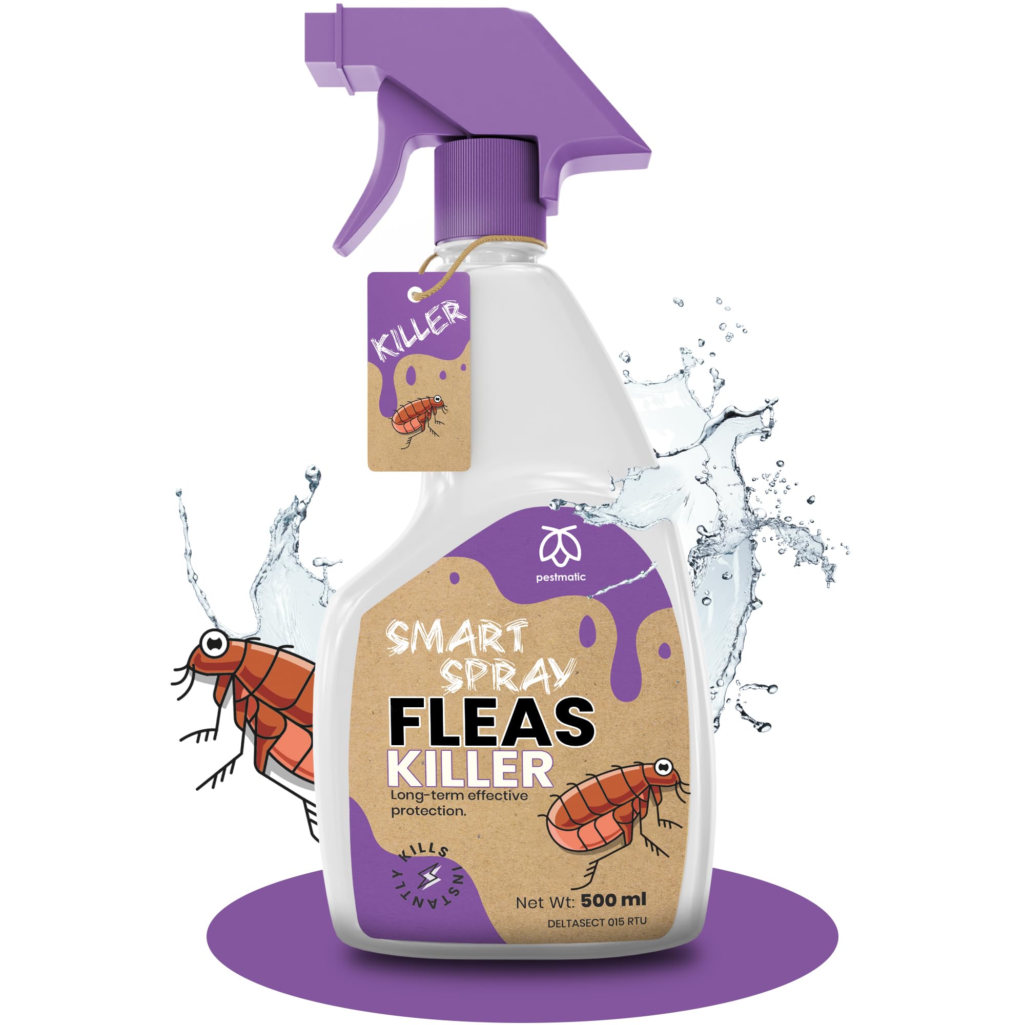 Flea Spray for the Home 500ml, Fast Acting Flea Killer Spray Treatment, Solution that Kills Fleas Larvae & Eggs on Contact, Insect Control & Repellent, Long Lasting 8 Weeks Protection