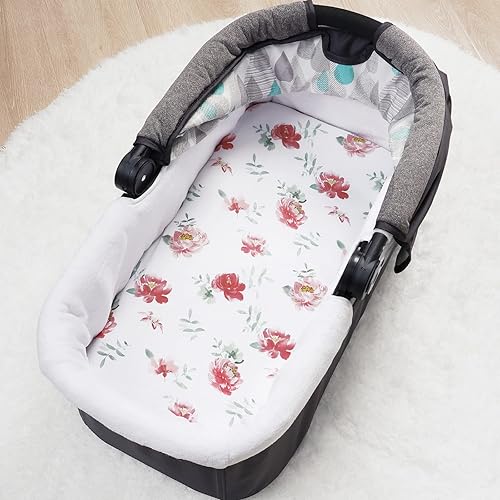 Miniatura 3 de PHF Juego de sábanas suaves para moisés, paquete de 2 sábanas sedosas y transpirables para bebé niña, ajuste universal para la mayoría de colchones