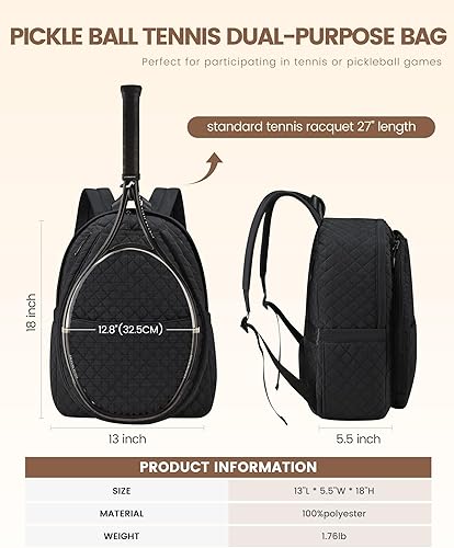 Miniatura 3 de Sucipi Bolsas de tenis para mujer, mochila acolchada para raqueta de tenis, palas de pickleball, bádminton