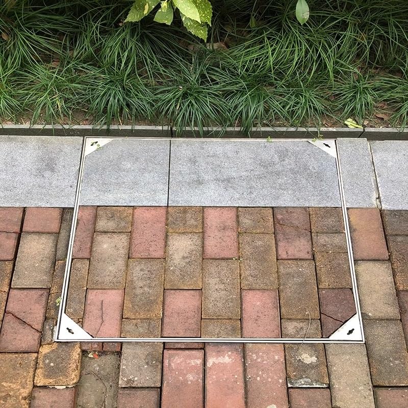 Cubierta invisible de acero inoxidable para alcantarillas al aire libre, tapa plana duradera y resistente para caminos y jardines (largo x ancho 70 x 95 cm / 27.6x37.4in)