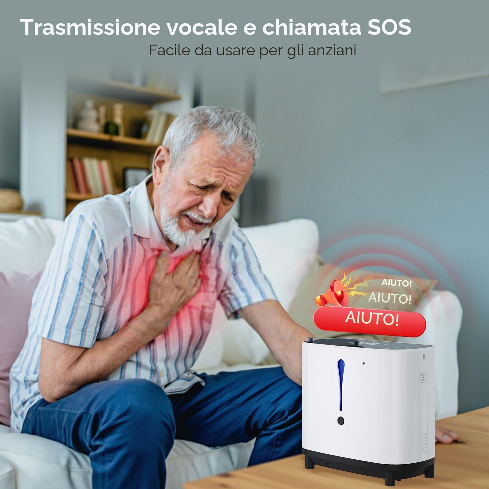 Concentratore di ossigeno portatile, dispositivo di ossigeno per casa, 90%, concentrazione regolabile da 1 a 6 l/min, dispositivo di ossigeno, concentratore di ossigeno, portatile, telecomando, casa e