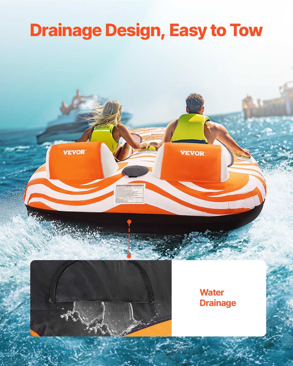 VEVOR Tubo Trainabile per Barche Capienza 2 Persone Carico Max 154 kg Gonfiabile Sport Acquatici