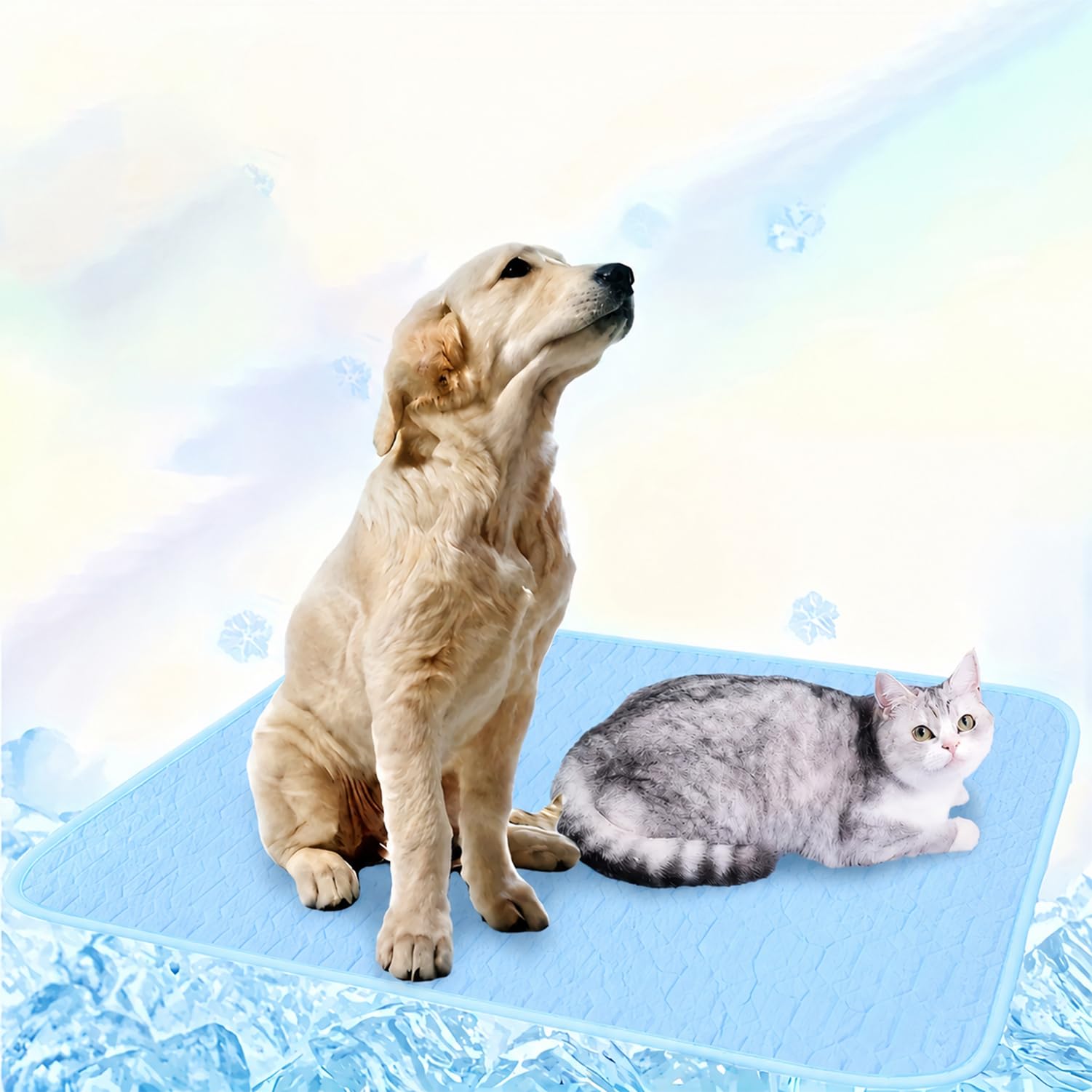 Jyswx Dog Cooling Mat, Self Cooling Pet Pad for Dogs & Cats, Foldable Cooling Mat for Summer, Home & Travel, Extra Large, 70x100cm, Blue — image 1