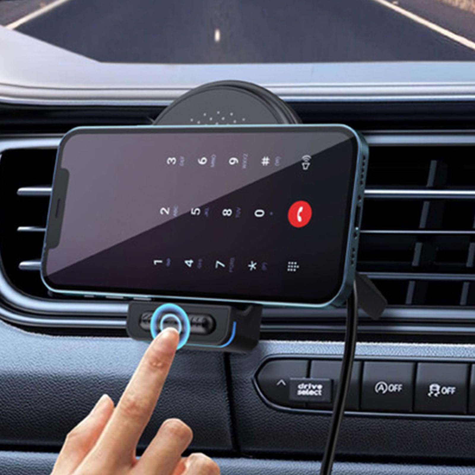 Caricabatterie Wireless per Telefono da Auto 15W Ricarica Rapida Supporto | 15W Caricatore Wireless Auto Con Supporto E Ingresso AUX per Veicolo Casa Ufficio Presa d'